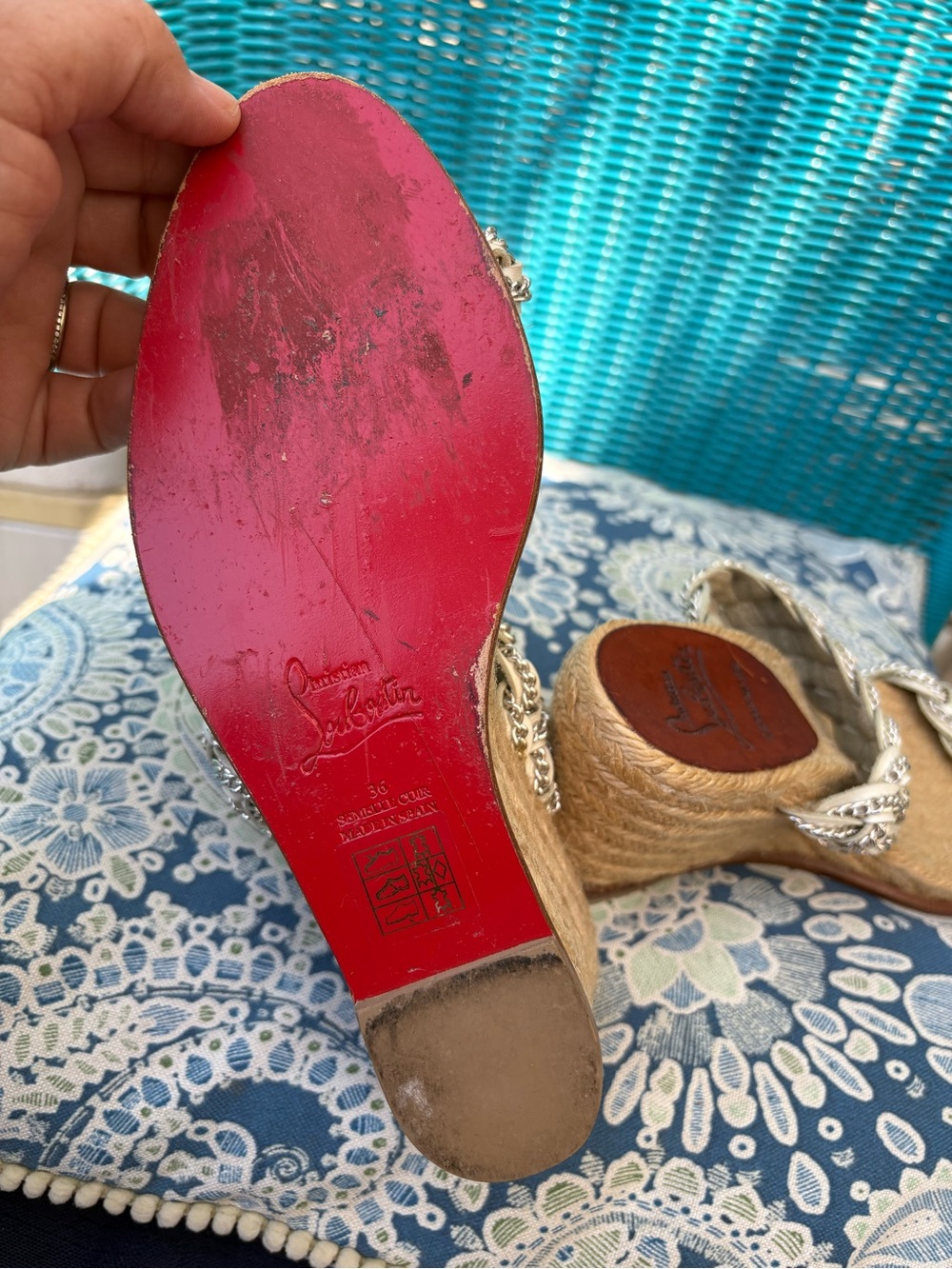 Christian Louboutin Leather Patterned Espadrilles Gently Worn EUC Size 36 - Picture 8 of 10